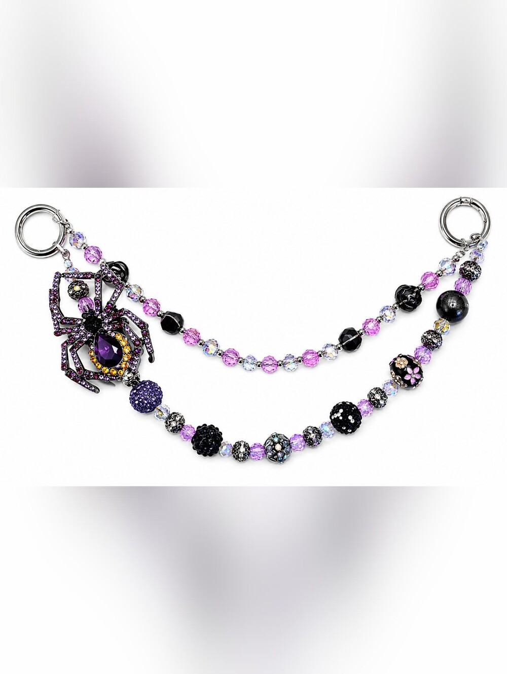 🕷️ Handmade Gothic Spider Bag Charm | Crystal Beaded Purse Charm | Spooky Glam